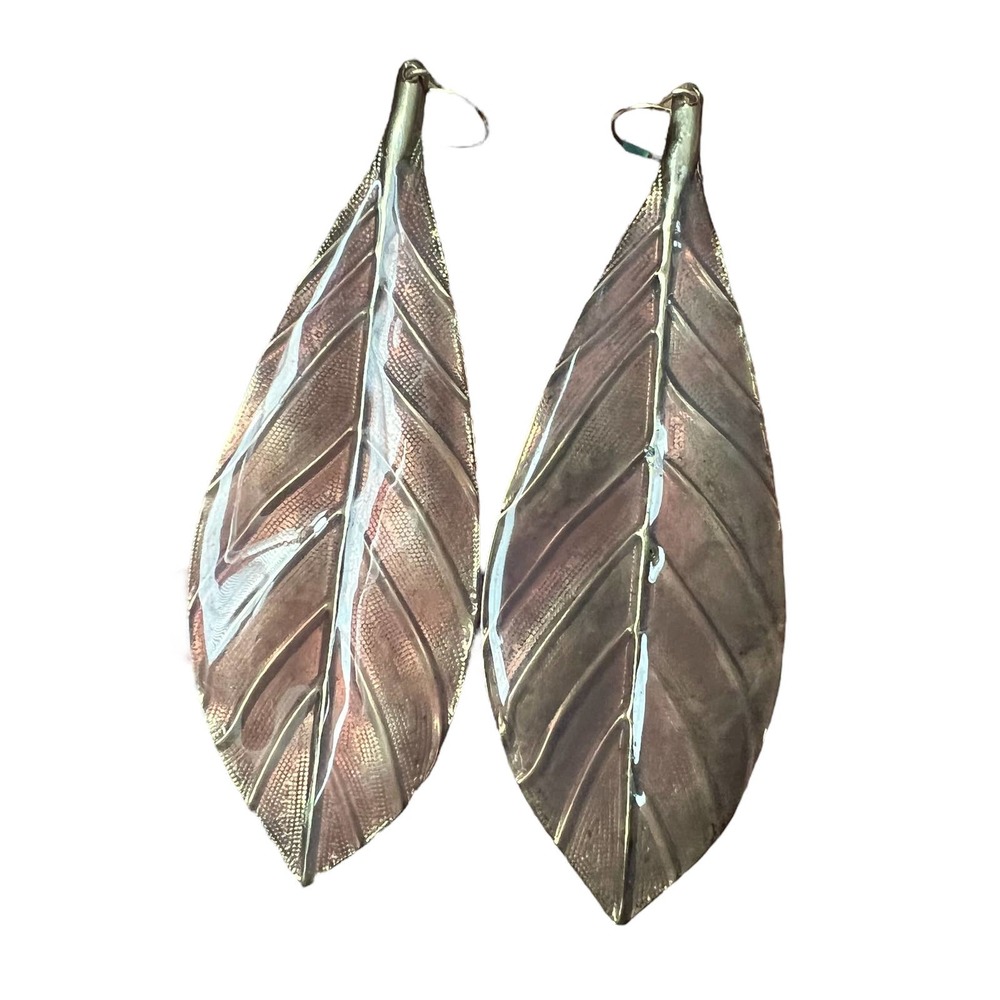 Vintage Y2k Brown Gold Enamel Leaf Earrings